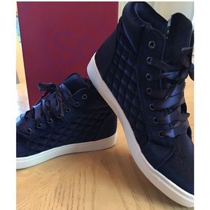Blue Suede High Top Sneakers